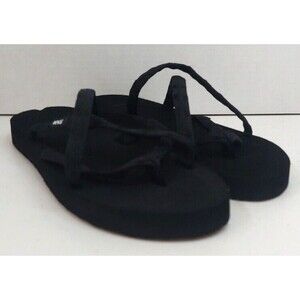 Teva Olowahu Flip Flops Women's Solid Black Strappy Size Women Size 8